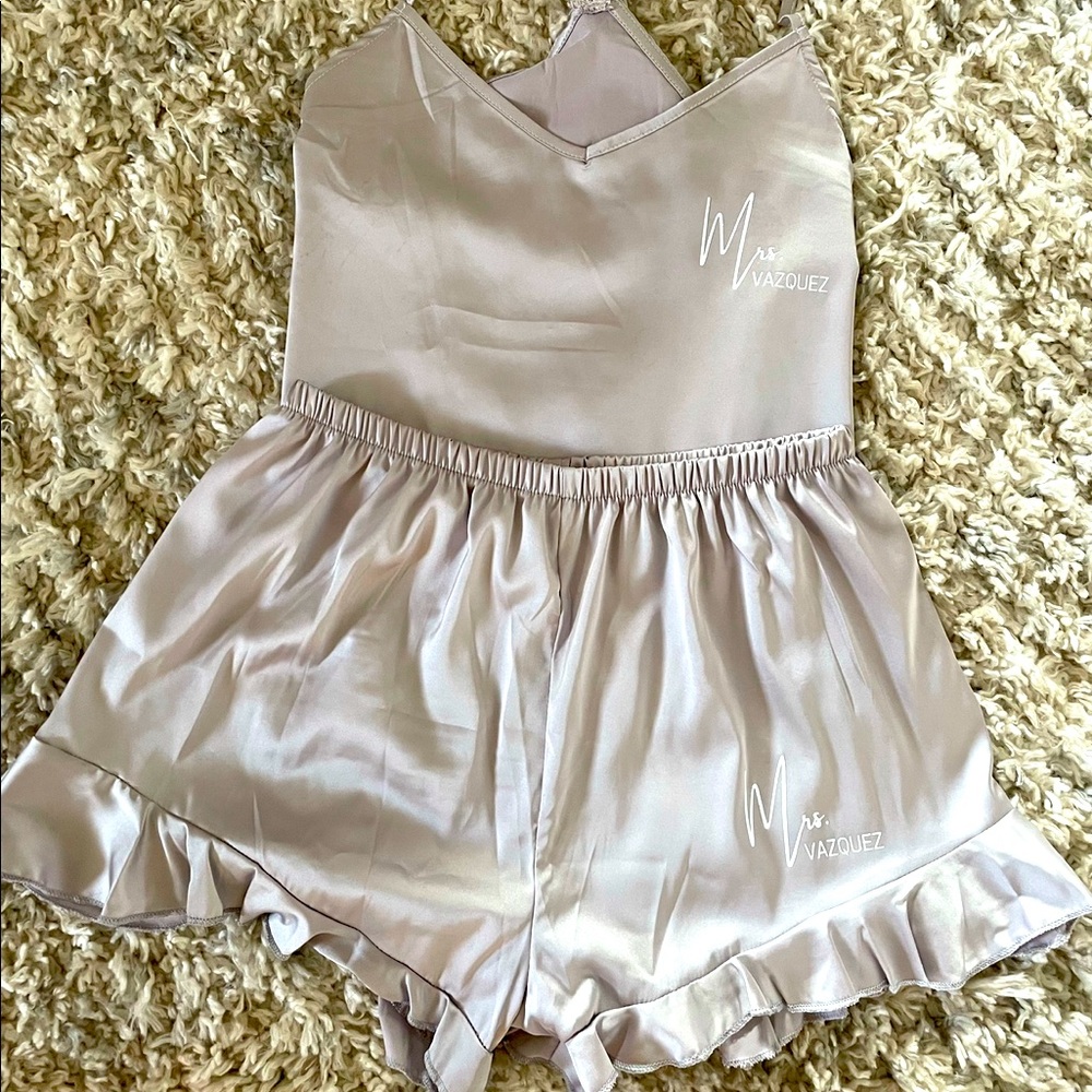 CUSTOM - Satin Ruffle Pajama Set with Name